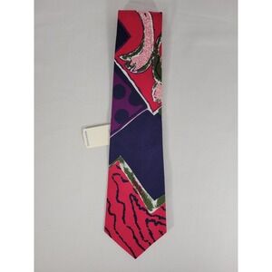 Vintage Joe Boxer Neckwear Tie Colorful 100% Italian Cotton  Abstract pink